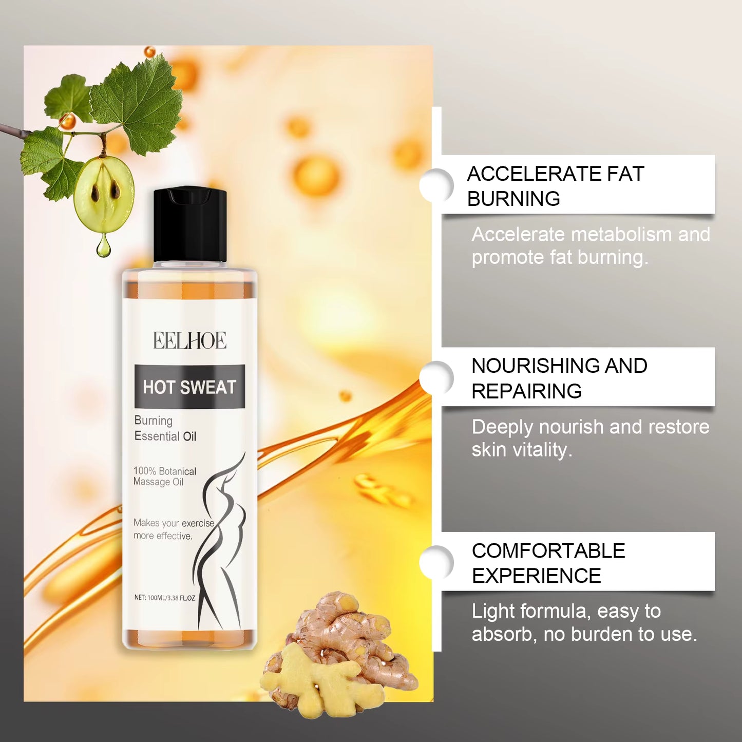 Relaxing Body Massage Oil Anti-Sagging Shaping Moisturizing Tightening Anti-Cellulite Cream Massage Lotion for Women Skin Care