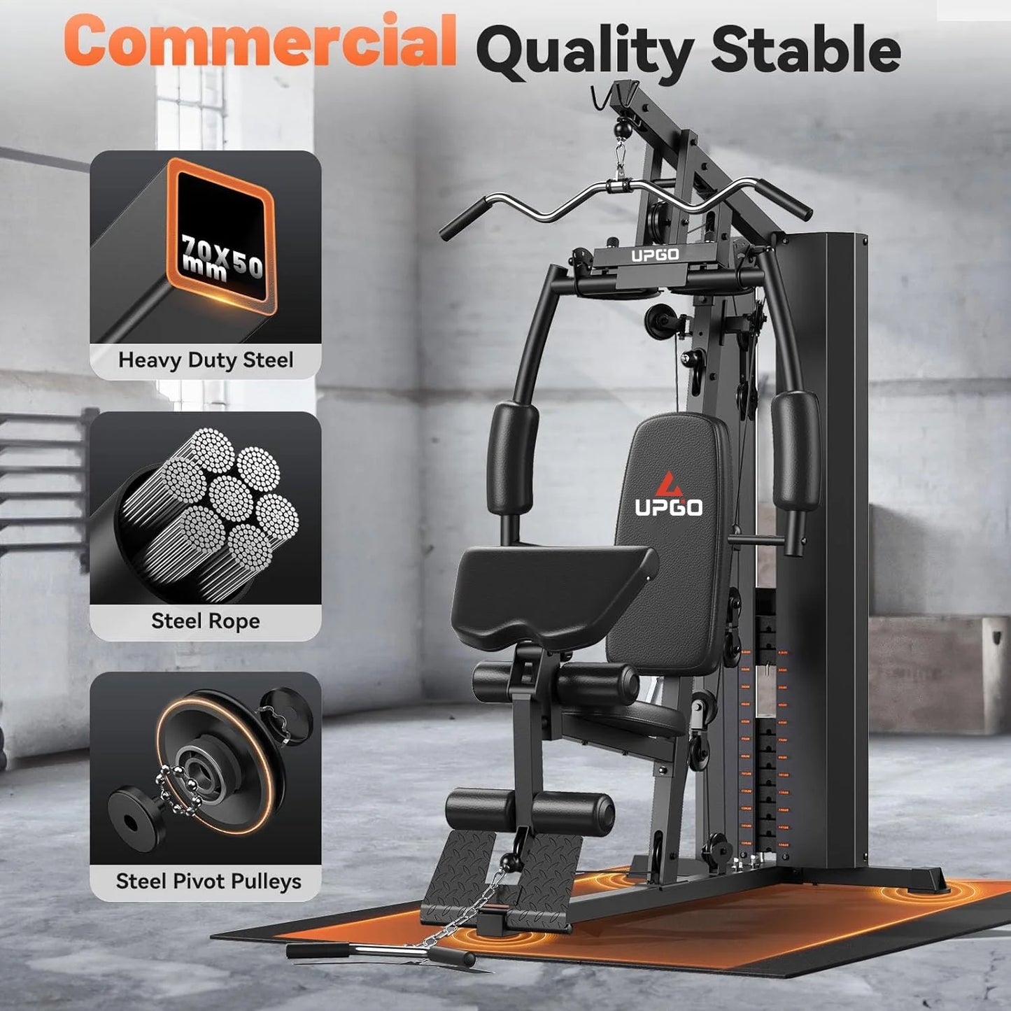Home Gym, All-In-One Fitness Equipment, 154LBS Weight Stack, Full Body Workout Station with Pulley System