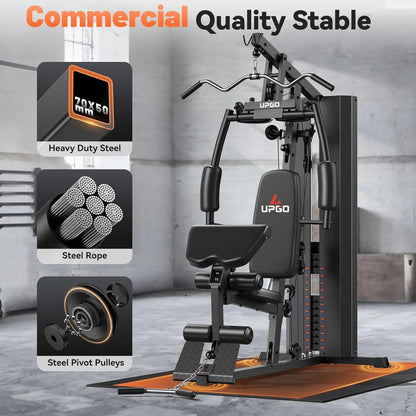 Home Gym, All-In-One Fitness Equipment, 154LBS Weight Stack, Full Body Workout Station with Pulley System