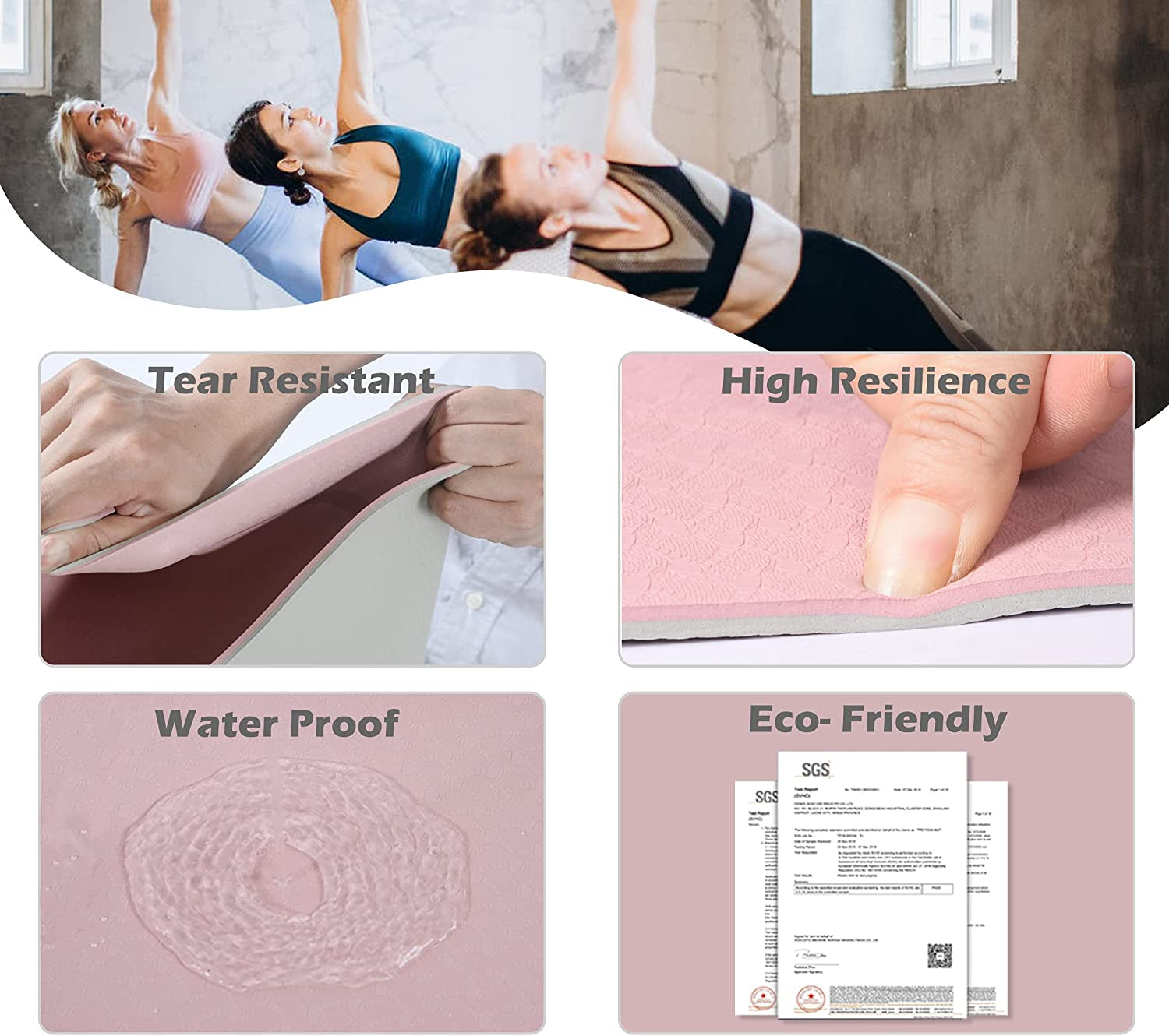 Yoga Mat Extra Thick 1/3'' Non Slip Yoga Mats for Women with storage bag