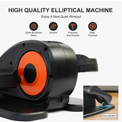 under Desk Elliptical, Electric Ellipse Leg Exerciser While Sitting for Seniors Adults, Auto/Manual Dual Mode Motorized Foot Pedal Exerciser with Remote Control for Home Office Use
