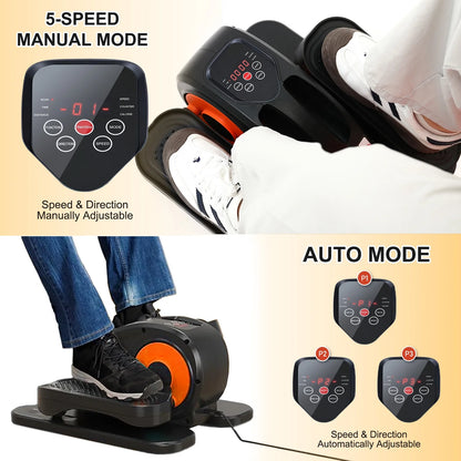 under Desk Elliptical, Electric Ellipse Leg Exerciser While Sitting for Seniors Adults, Auto/Manual Dual Mode Motorized Foot Pedal Exerciser with Remote Control for Home Office Use